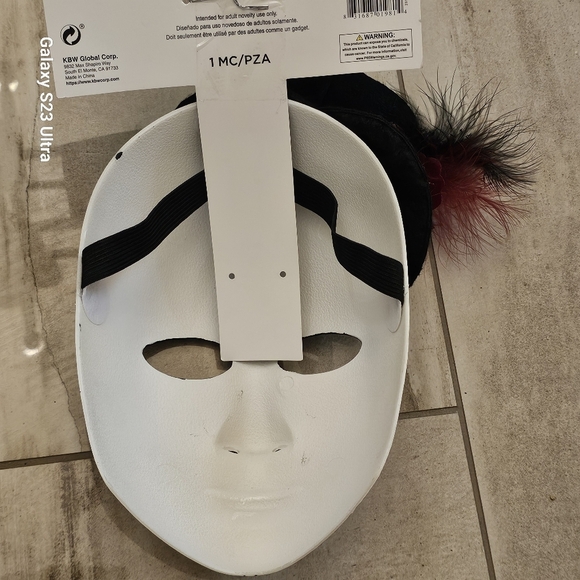 NWT Day of the Dead Mask with Black Hat and Red Rose - Picture 6 of 6